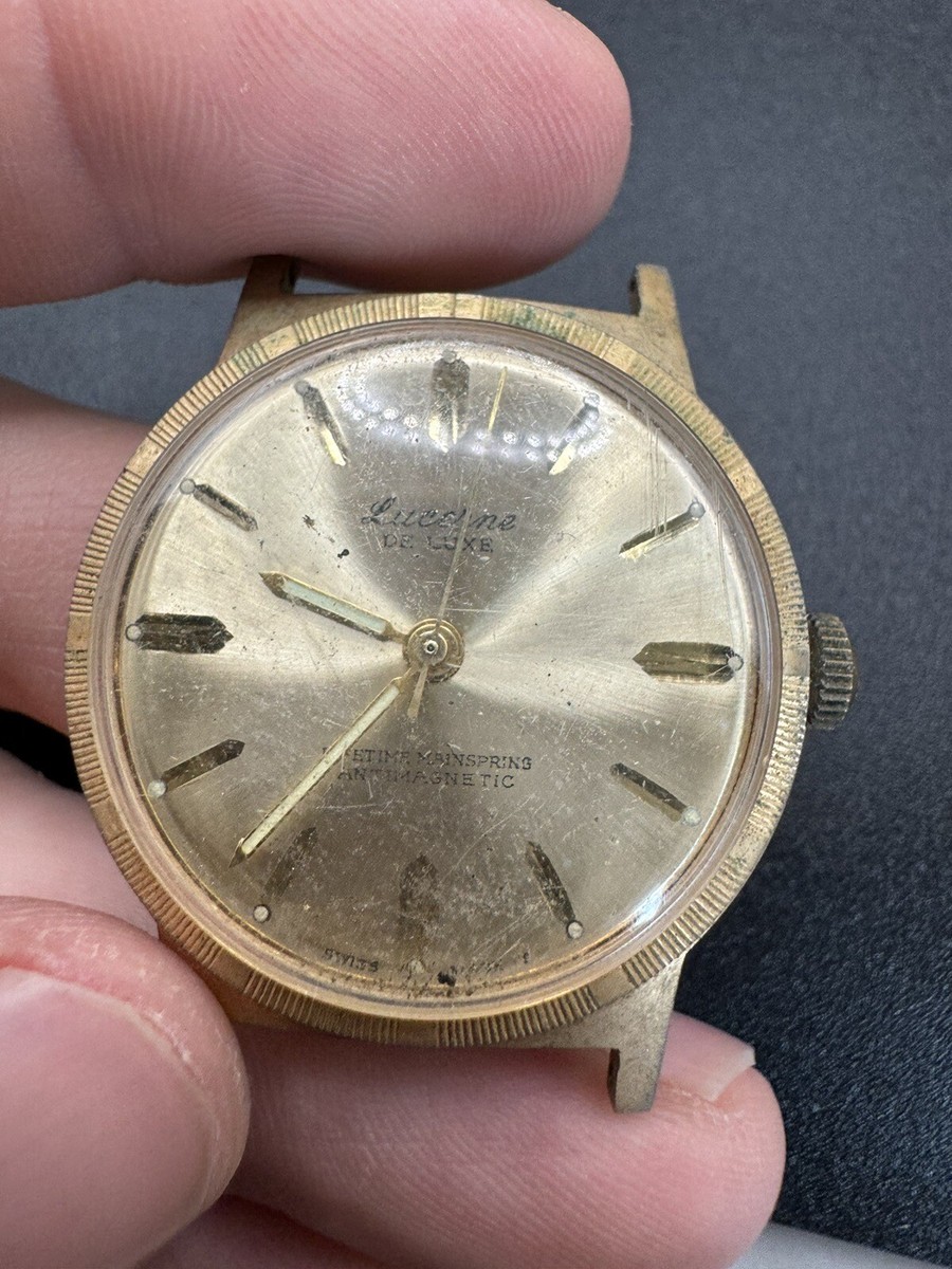 Vintage Lucerne De Luxe Swiss Made Watch 34mm Not Running
