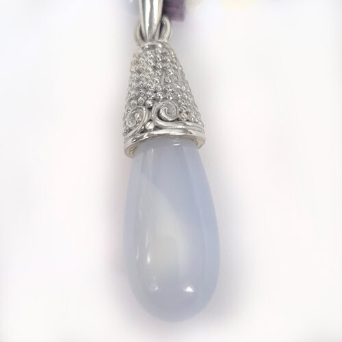 Offerings Sajen Blue Chalcedony Drop Pendant & Multi Stone Beaded Necklace - Picture 2 of 2