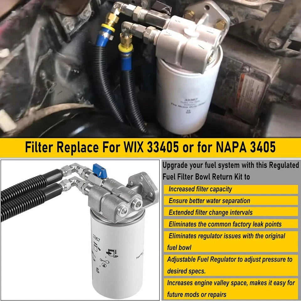 3405 Fuel Filter Bowl Regulated Return Kit OBS Fit 1994-1997 Ford 7.3L F250 F350 - Image 3 of 4