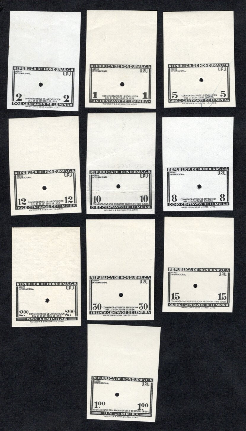 Honduras 1957 stamps Mi#542-551 ONLY FRAMES PROOF RR MNH
