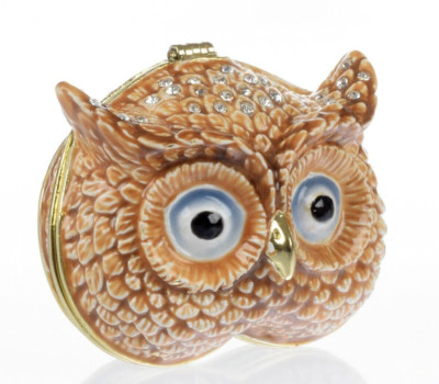 Owl Trinket Box hand-made by Keren Kopal with Austrian Crystal