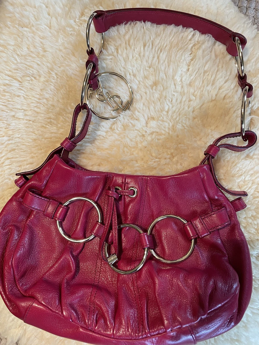 YSL NWT Yves Saint Laurent Red Leather Shoulder Bag with Serial No. Dustbag