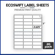 600 2.625 x 1 EcoSwift Laser Address Shipping Adhesive Labels 30/sheet 1 x 2 5/8