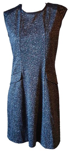 Vestito Abito Smanicato Scamiciata Donna Trapezio Finte Tasche Nero Melange  XXL | eBay