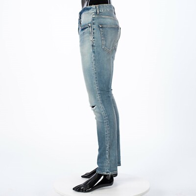 SAINT LAURENT 790$ Skinny Jeans - Distressed Blue Stretch Denim