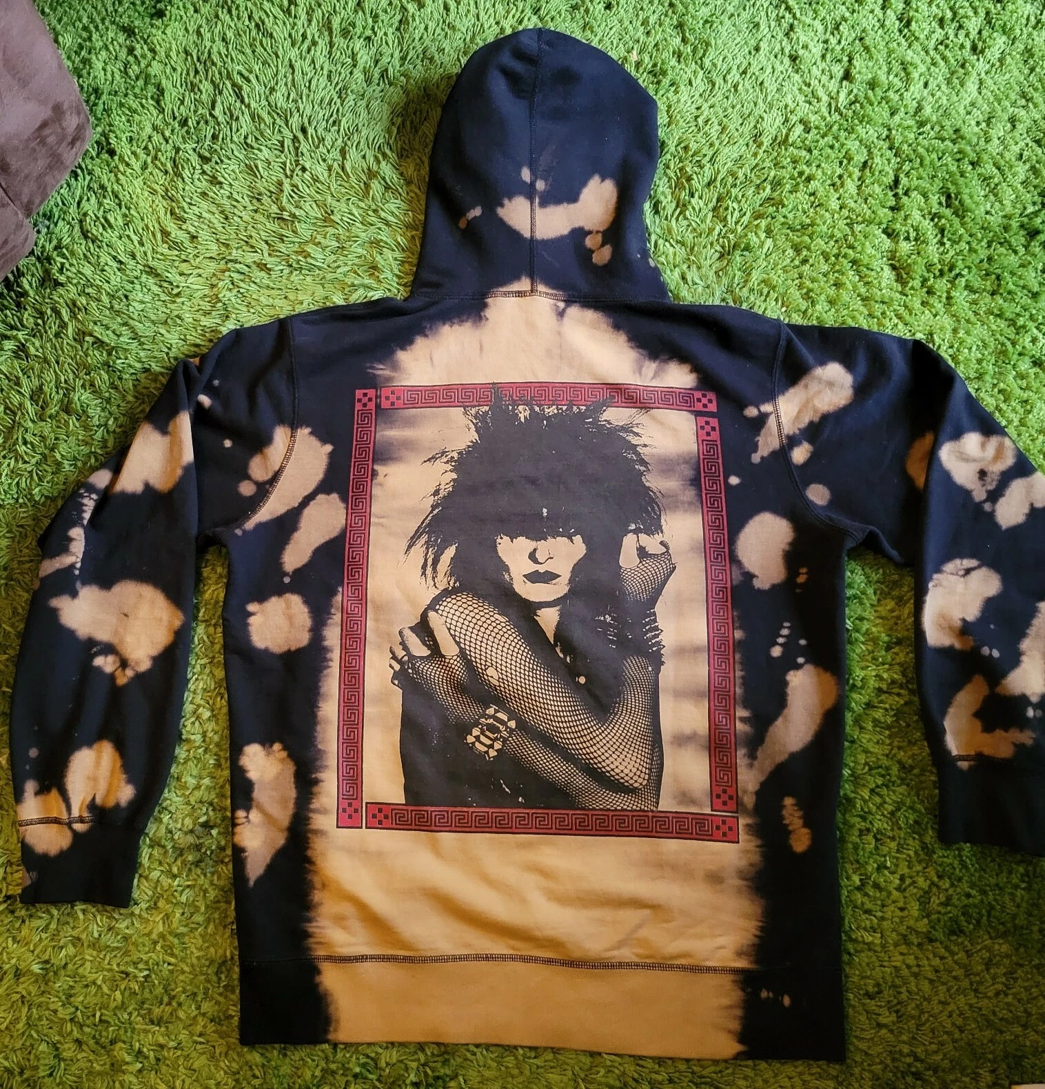Sweat à capuche XL Supreme Souxsie & The Banshees tie dye fw14 noir marron rare