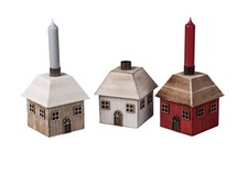 Formano Leuchter Kerzenhalter Haus 11cm Haus Holz Natur Winter Weinachten