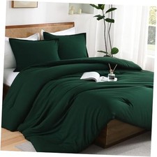 Dark Emerald Green California King Comforter Set, 3 Pieces Cal King