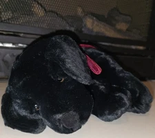 VTG Russ Berrie GINGER Black Lab Dog Red Scarf #4488 Plush Stuffed Toy Animal 