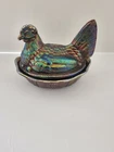 Fenton Black Amethyst Carnival Glass Hen On Nest 5"