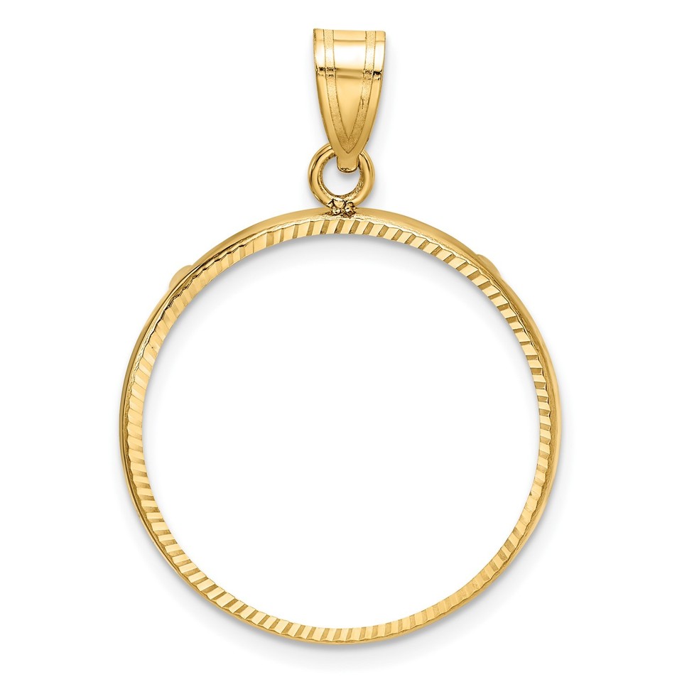 14k Yellow Gold Diamond Cut Bezel Pendant Prong Mounting - For Various ...