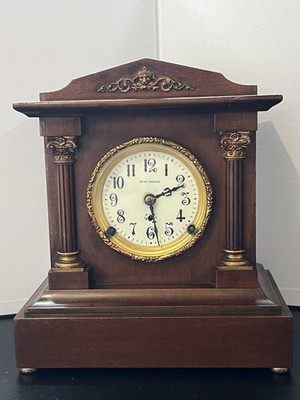 Antique Seth Thomas 8 City Berkeley Style Mantle Clock Chime Gong Key Pendulum