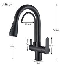 Purification Kitchen Faucets Black Pull Out Kitchen Water Filter Tap 3 Way Mixer