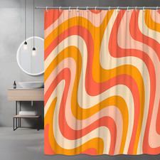 Colorful Retro Shower Curtain - Abstract Wave Design