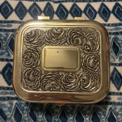 International Silver Company Silver-Plated Ornate Jewelry Box, Red Lined