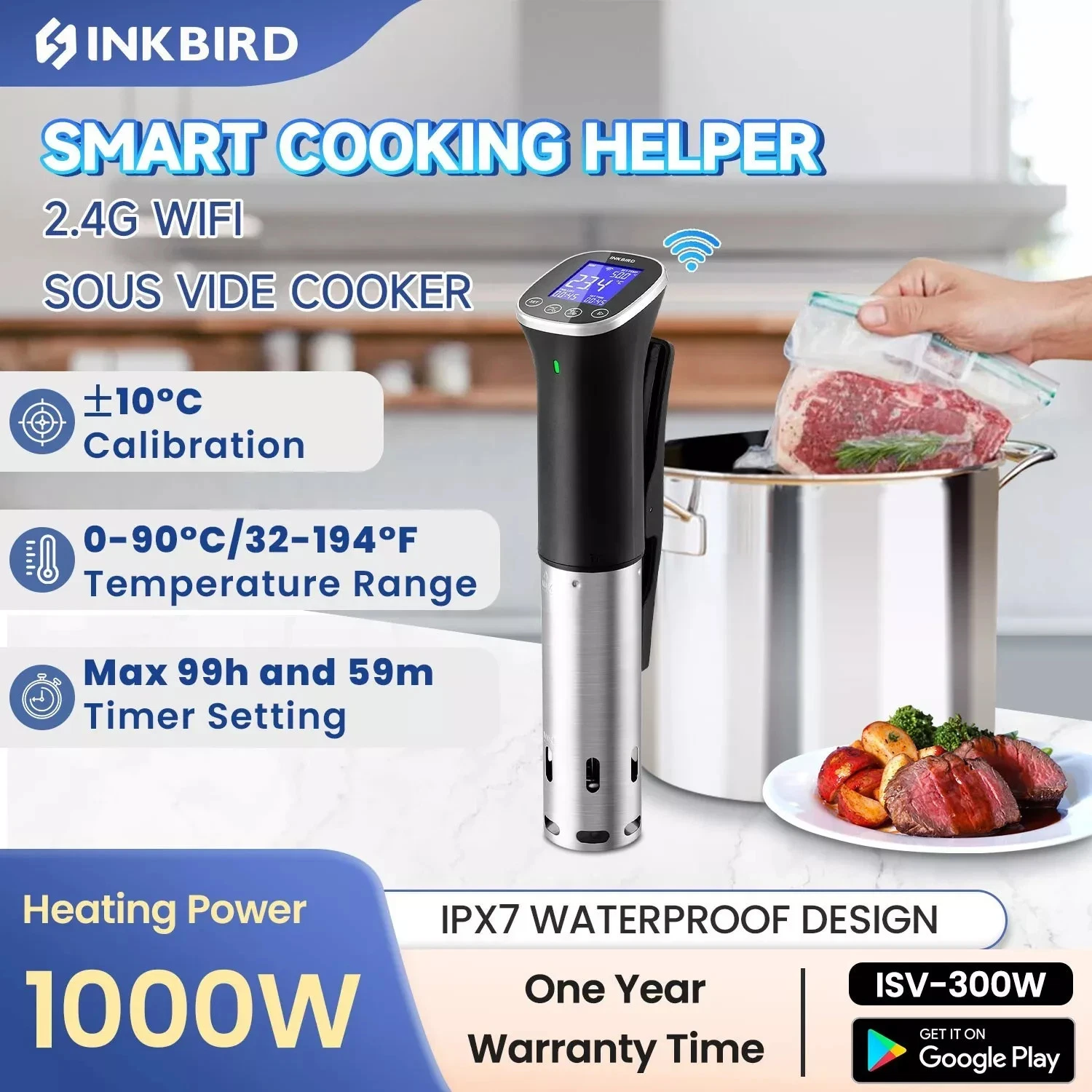 INKBIRD Culinary Sous Vide Precision Cooker ISV-300W Immersion Circulator Timer
Opens in a new windo