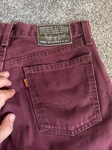 Levi's 618 Jeans 1990s Vintage Red Denim with Orange Tab 32 Waist, 32 Leg - Picture 6 of 9