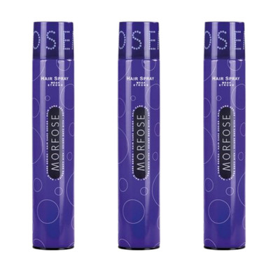 Morfose Mega Strong Haarspray 400 ml - Extra starker Halt - Lila - 3 er Set
