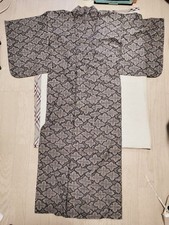 Kimono Navy Blue Indigo Traditional Wear Soft Fabric Adult Size 136cm