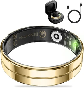Ultra-thin Sleep & Fitness Tracker Smart Ring Activity Trackers Gold, Size 9