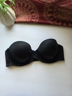 Maidenform Black Strapless Bra 34B Underwire Padded Hook & Eye Back Closure