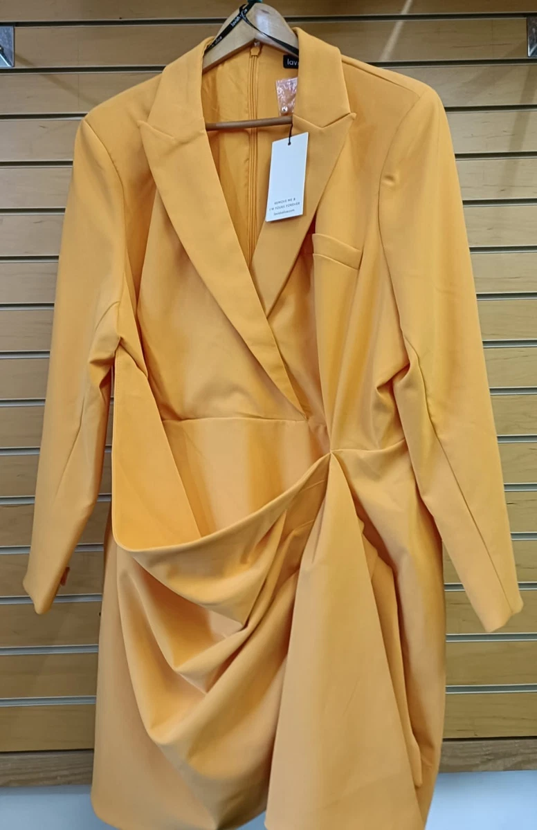 lavish alice orange blazer dress ADYA Rosette Belted Blazer Mini Dress in Orange