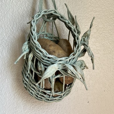 Hand Woven Hanging Basket Vegetable Root Cellar Pantry Storage Fruit Flowers