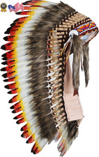 Native American Indian Headdress Large Feather Headdress for Native FREE SHIP