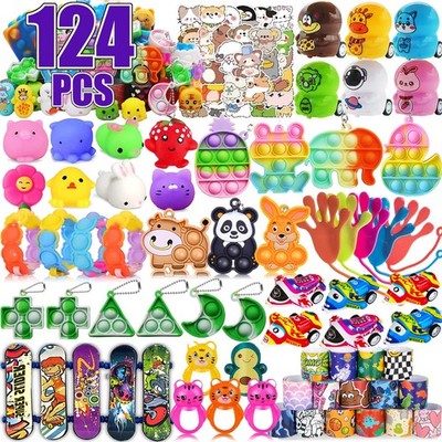 124 Pcs Party Favors for Kids, Pop Fidget Toys Bulk, Treasure Box Toys for Class