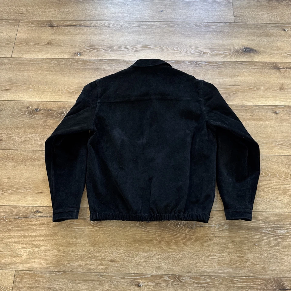 Chaqueta De Colección Polo Ralph Lauren Bi-Swing Para Hombres XL Cuero Gamuza Negra Foto 2 de 4