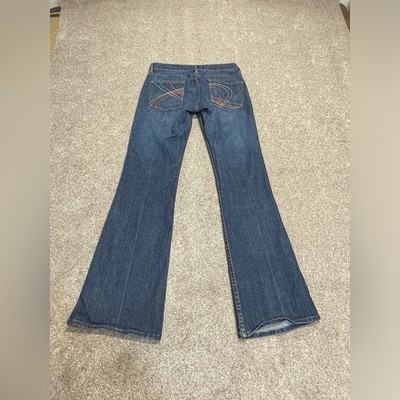  Y2K vtg grunge streetwear F.C.U.K jeans bootcut jeans sz 6 low rise dark wash