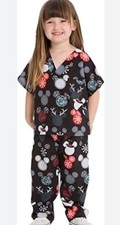 KIDS Tooniforms Disney Medical Scrub Top Bottom Set Mickey Large Christmas
