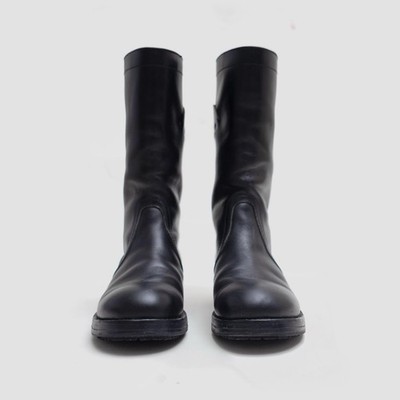 Raf Simons Spring Summer 2020 Smiley Black Leather Boots US 11 EU 45