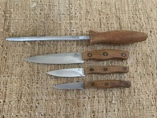 LOT 4 VTG CHICAGO CUTLERY Wood Handle Knives UTILITY HONING SHARPENING ROD KNIFE