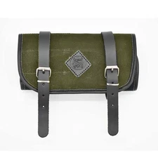 EX MOTO Military Green Universal Black Leather Tool Bag Purse