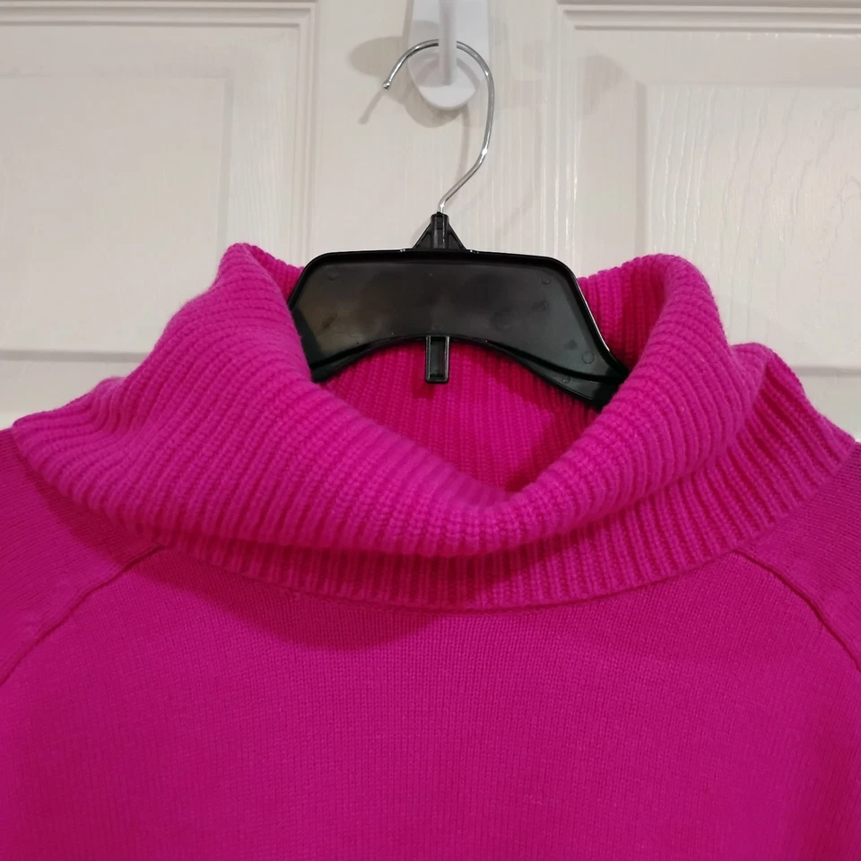 Suéter Athleta Para Mujer M Lana Cachemira Cuello Alto Aspen Pullover Fucsia Cuadrado Foto 3 de 4