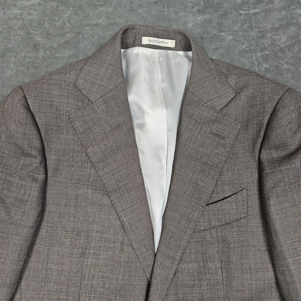 Traje Suitsupply Para Hombres 44 Slim Lana Lacio Chaqueta Pantalones Brescia Italia VBC Tela Foto 3 de 4