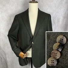 Suitsupply Cashmere Blazer Jacket Men 42R Havana Slim Green Sport Coat Wool Suit