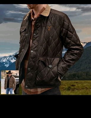 #ad Yellowstone TV Logo Dutton Ranch Officially Licensed Brown Pleather Jacket $33.99