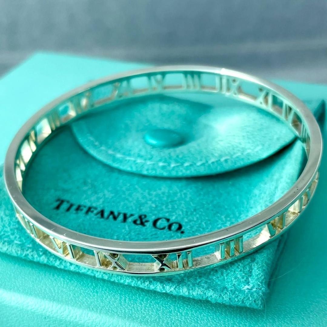 Tiffany Open Atlas Gold-Plated Bangle Bracelet Pre-Owned Ni1Fe