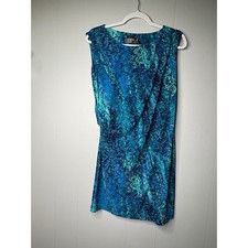 Guess Los Angeles Blue Turquoise Abstract Print Ruched Sheath Dress GD2MP120 6
