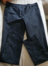 Women's Black Flat Front Straight Leg Dress Pants Solid Business Formal