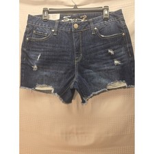 Seven7 Weekend Denim Shorts Distressed Cut Off Raw Hem 10 Measures 36 Waist 5654