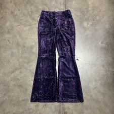 Vintage Wrangler Flared Bell Bottoms Pants Womens 9/10 Purple Velvet Velour 70s