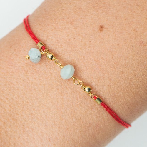 Lucky Red String Bracelet with Gemstones, Rosary Style, Birthstone Bracelet - Picture 17 of 19