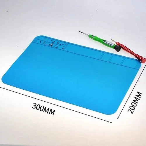 Antistatische Silikon Reparatur Arbeitsmatte, Lötmatte Blaue Unterlage 30x20 cm