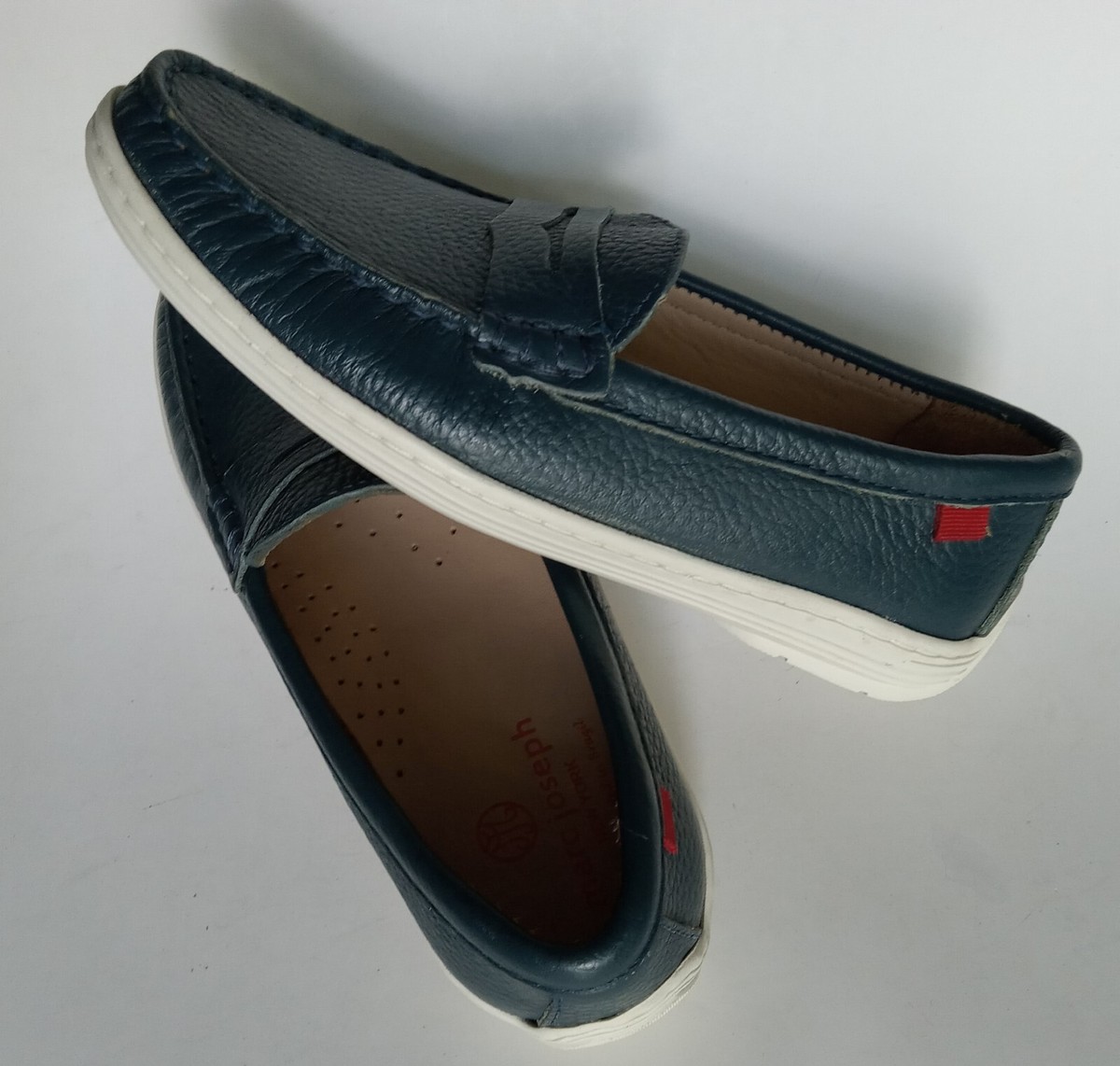 Marc Joseph New York Kids/Boys Penny Loafer Driver Teal Blue Leather Size 