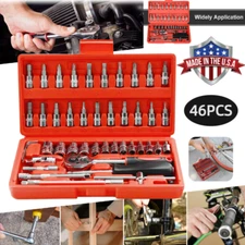 46 Pcs Socket Wrench Set 1/4" Drive Ratchet Metric Kit Garage Car Repair Tool US