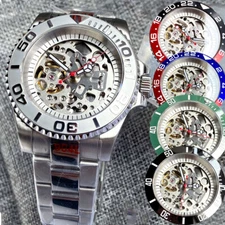 40mm Tandorio Skeleton Dial NH70A Automatic Mens Watch Ceramic Bezel Red Hand