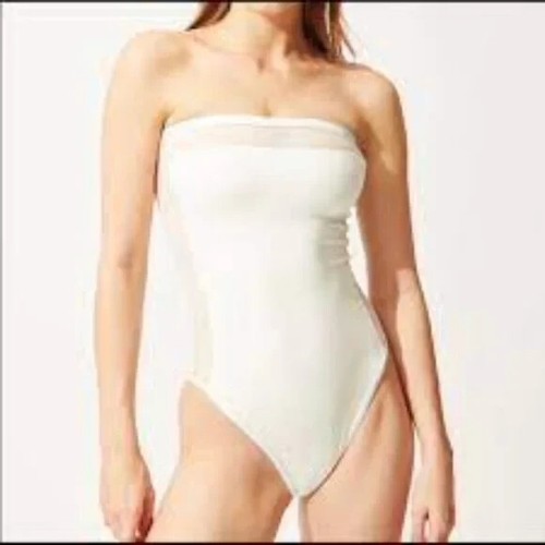 Solid & Striped Madeleine Mesh Strapless Swimsuit Cream Measures XS NWOT - Picture 1 of 2